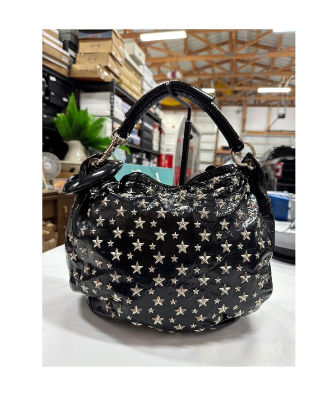 Jimmy Choo Sky Hobo Black Patent Leather